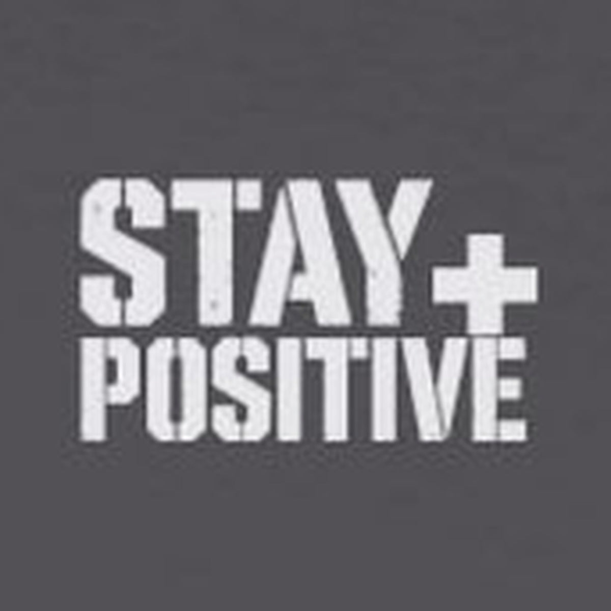 No Struggle No Strength Long Sleeve Tee – Stay Positive – Charcoal – front print close-up