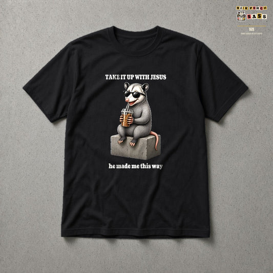 Take It Up With Jesus Tee in Black – Back Porch Sass by The Hillbillies
