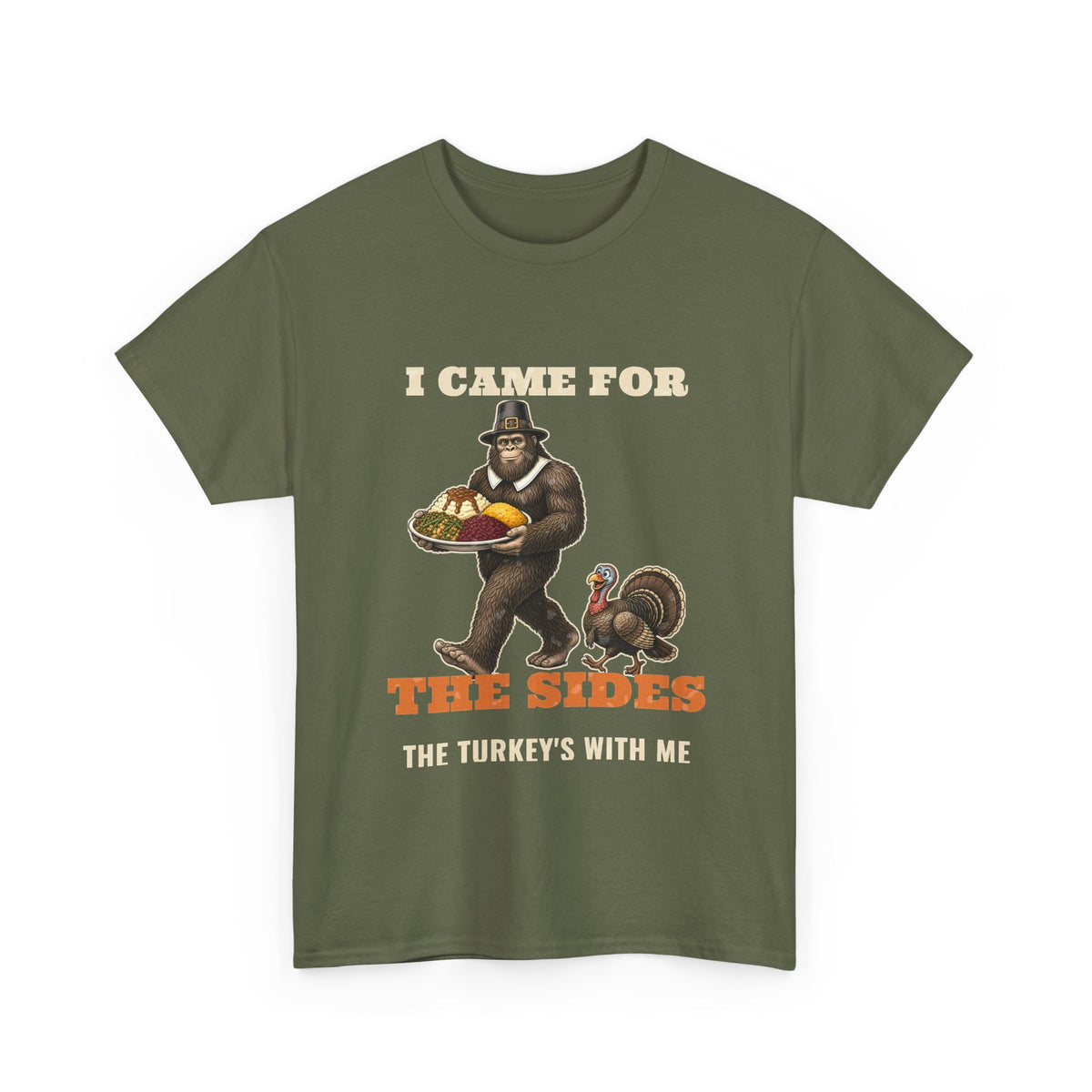 I Came for the Sides Pilgrim Bigfoot Thanksgiving Tee