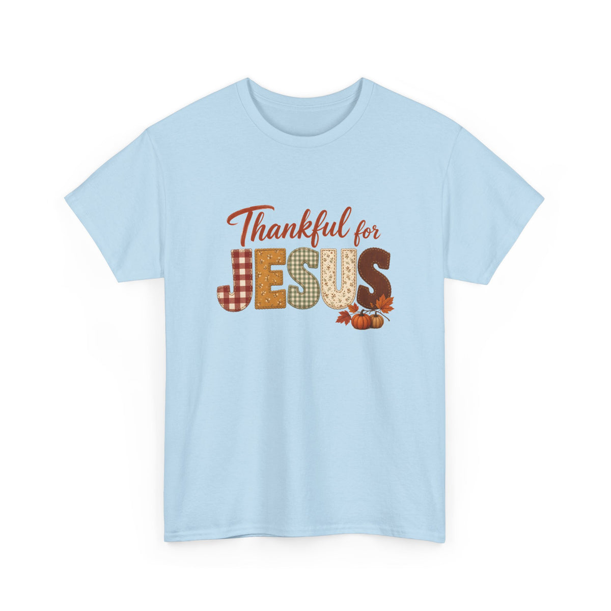 Thankful for Jesus Patchwork Quilt Thanksgiving Tee