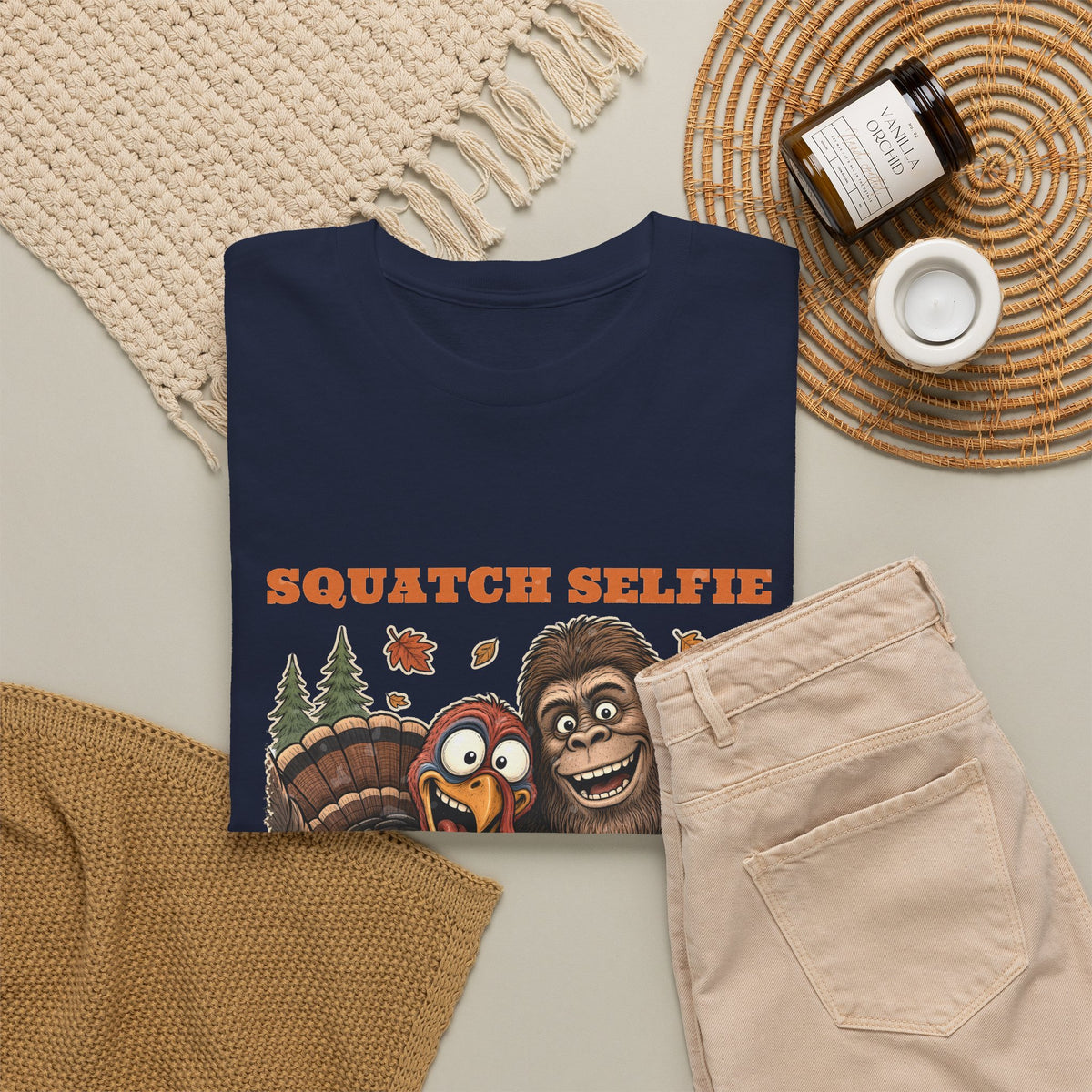 Squatch Selfie Bigfoot Turkey Thanksgiving Tee
