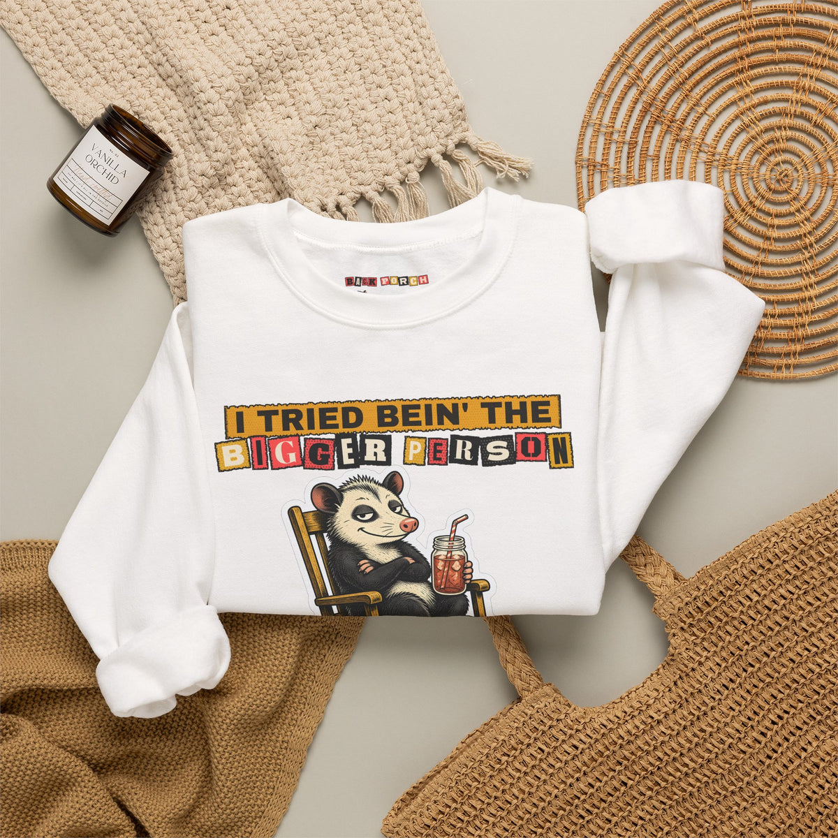 I Tried Bein' the Bigger Person Possum Sweatshirt – Back Porch Sass