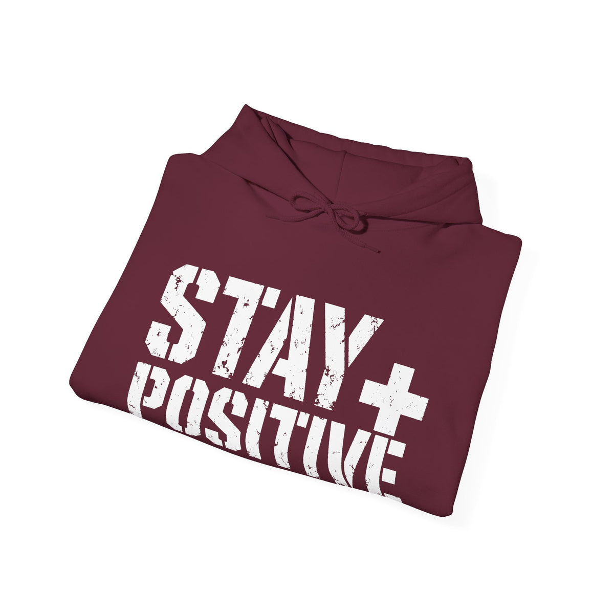 Maroon Stay Positive Logo hoodie, detail view