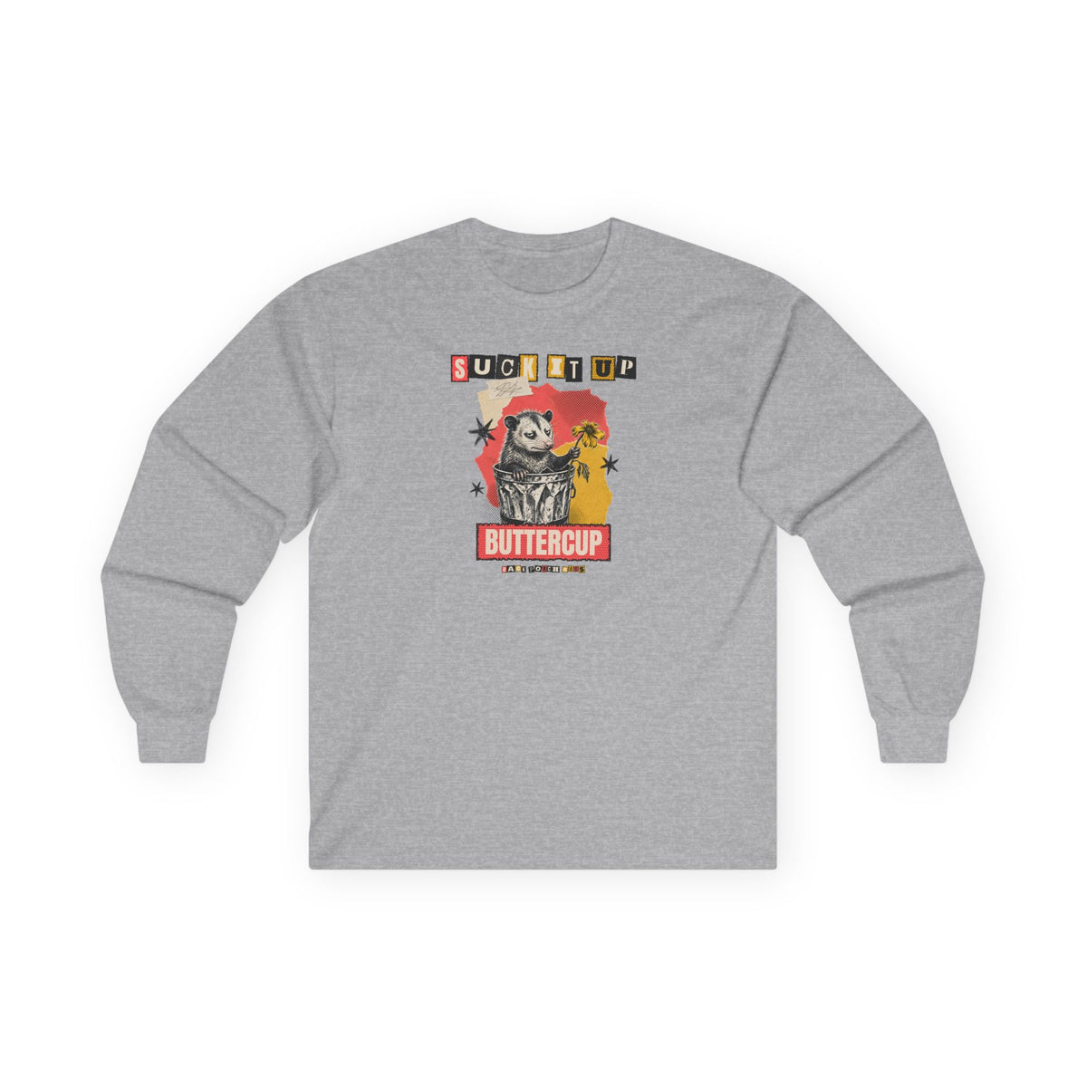 Suck It Up Buttercup Zine Possum Long Sleeve Tee