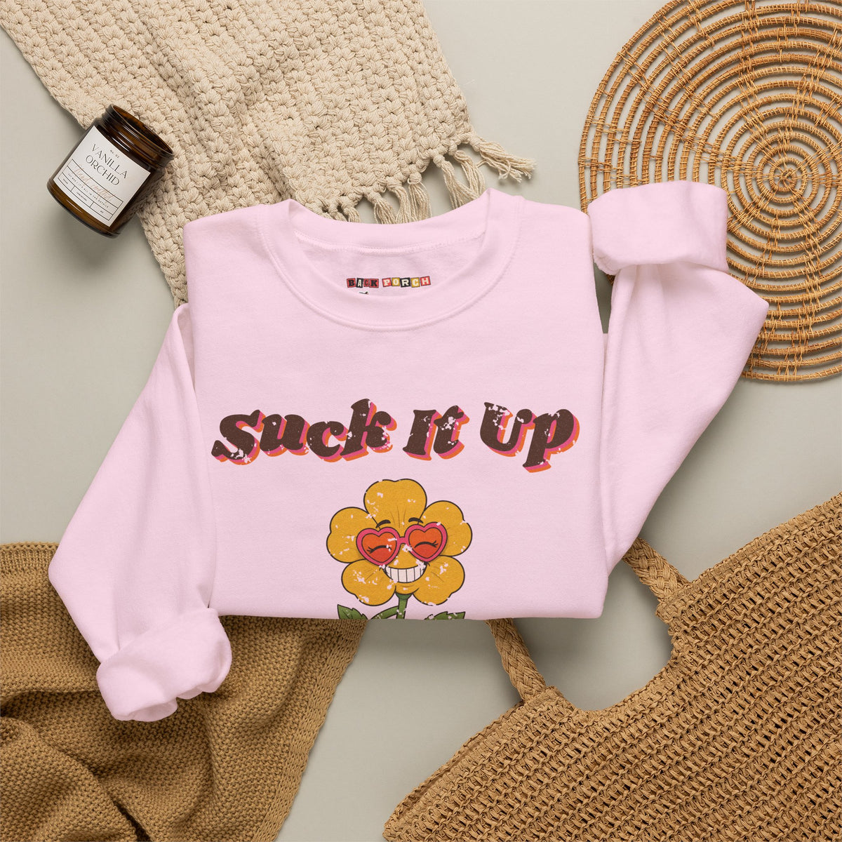 Suck It Up Buttercup Retro Groovy Sweatshirt – Back Porch Sass