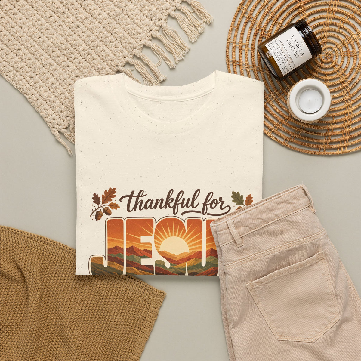 Thankful for Jesus Mountain Sunrise Thanksgiving Tee