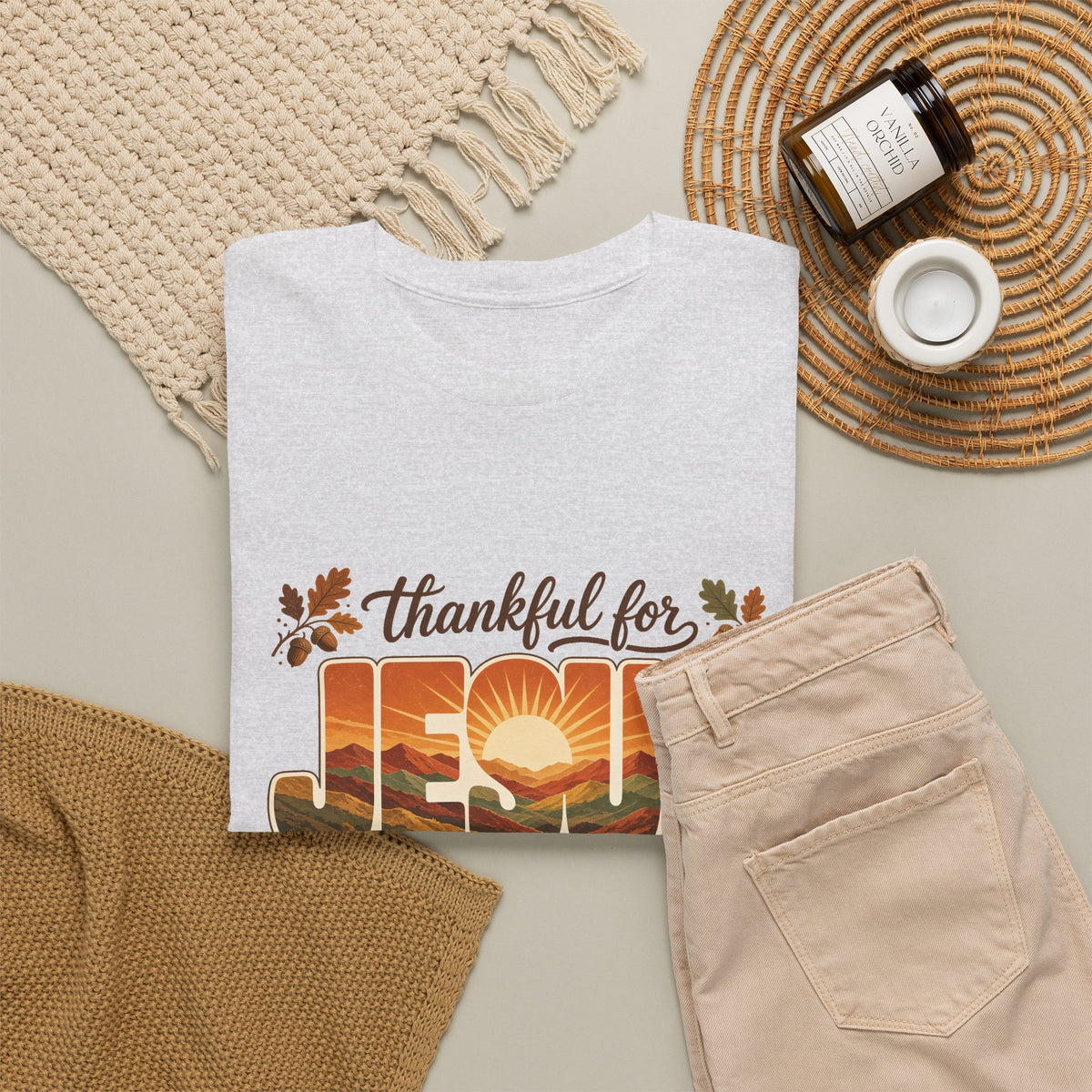 Thankful for Jesus Mountain Sunrise Thanksgiving Tee