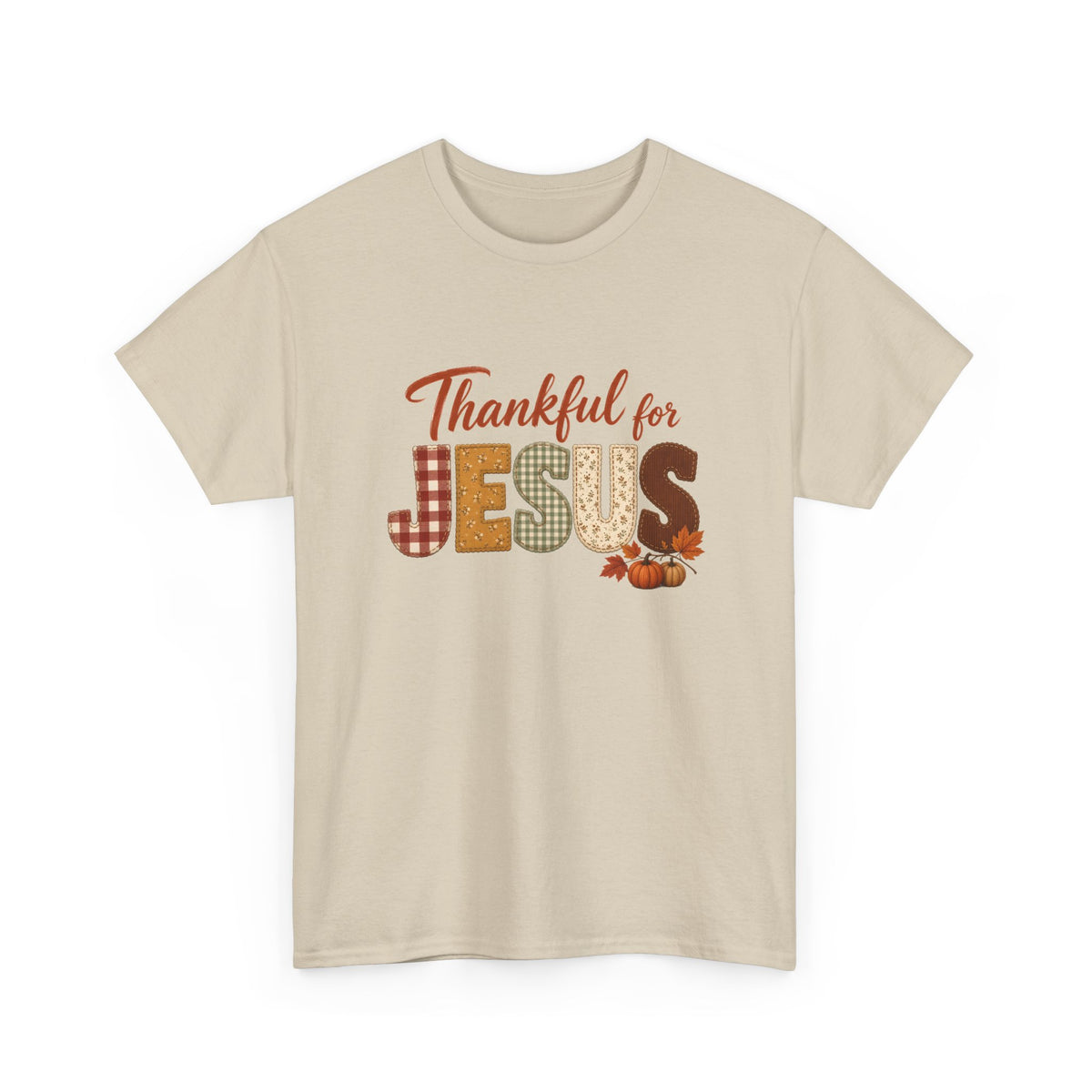 Thankful for Jesus Patchwork Quilt Thanksgiving Tee