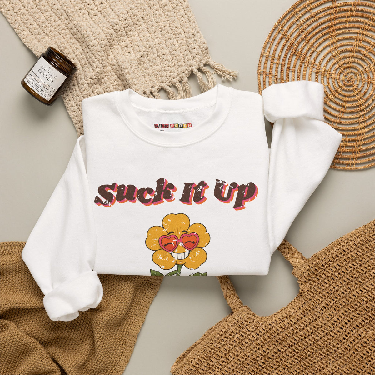 Suck It Up Buttercup Retro Groovy Sweatshirt – Back Porch Sass