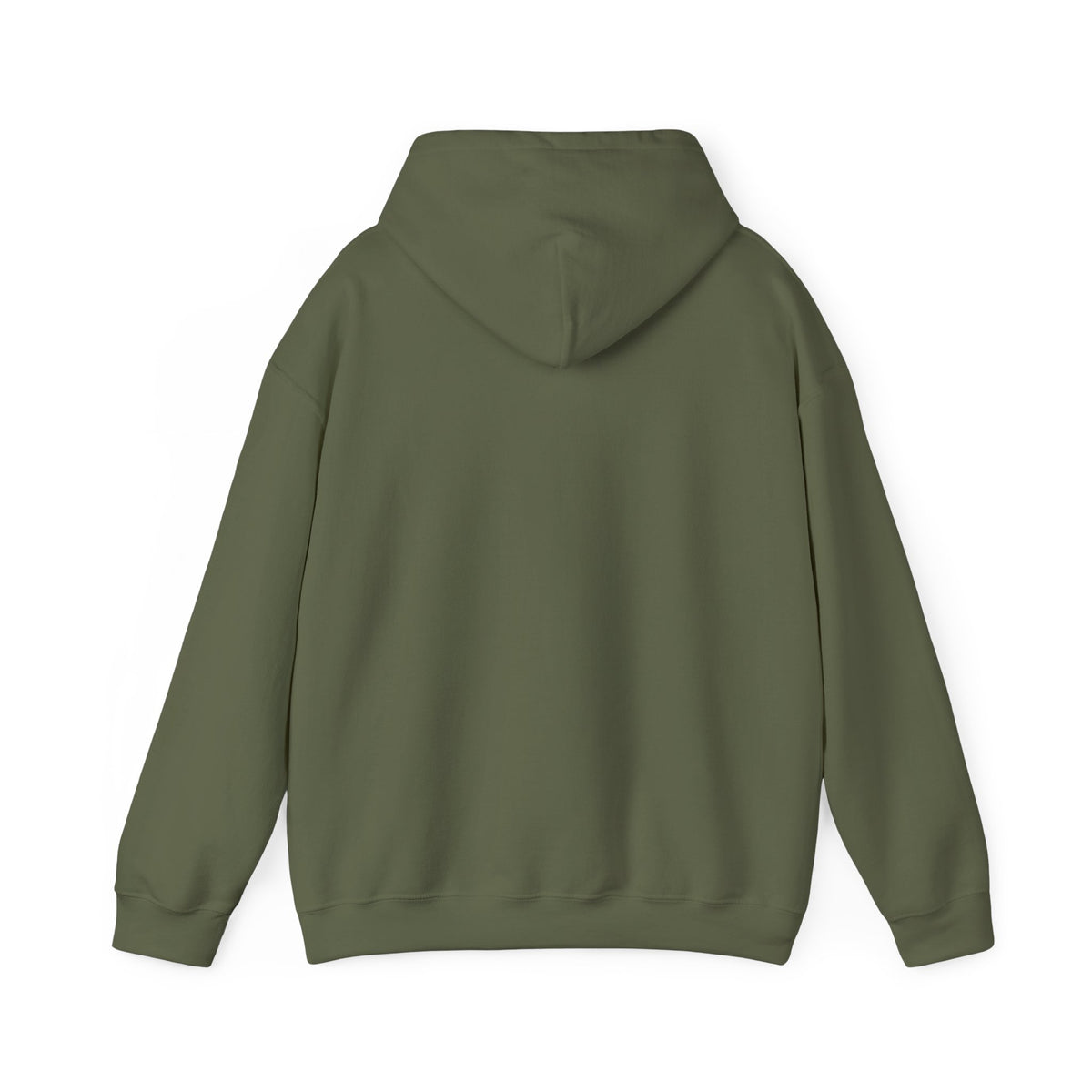 Military Green Stay Positive Logo hoodie, back view, plain back
