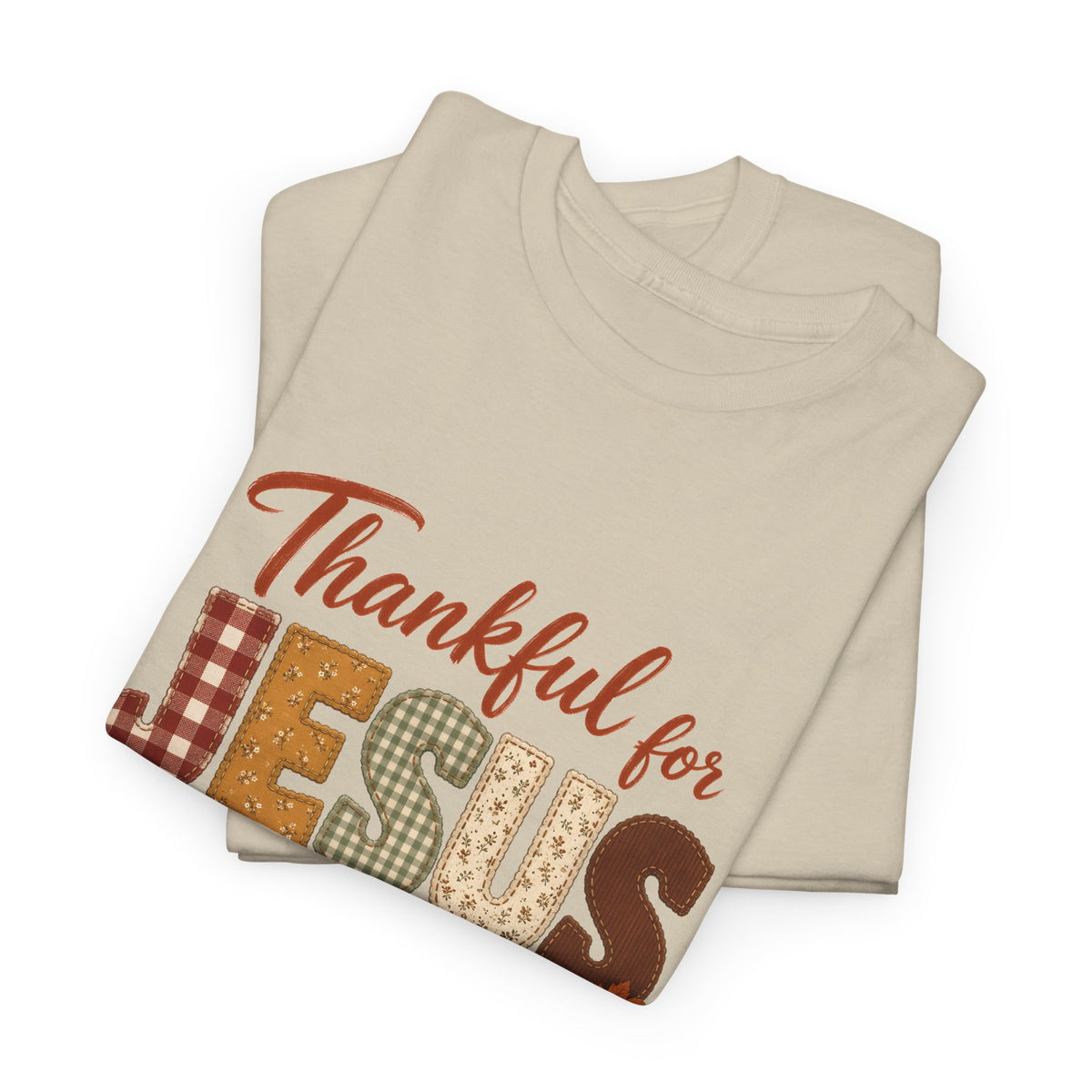 Thankful for Jesus Patchwork Quilt Thanksgiving Tee