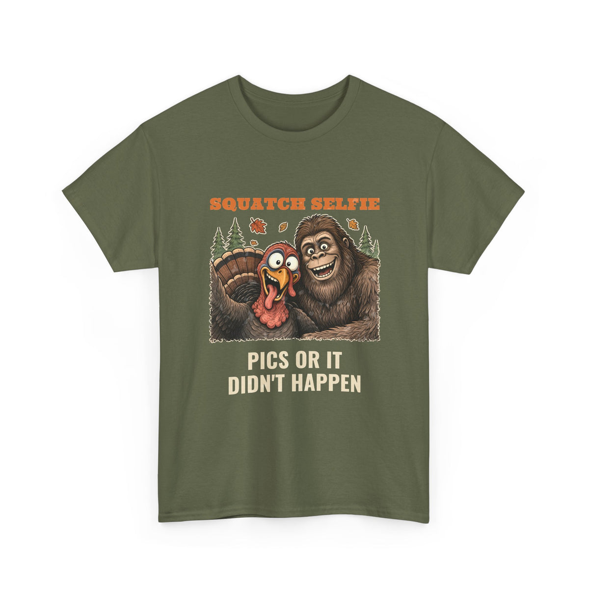 Squatch Selfie Bigfoot Turkey Thanksgiving Tee