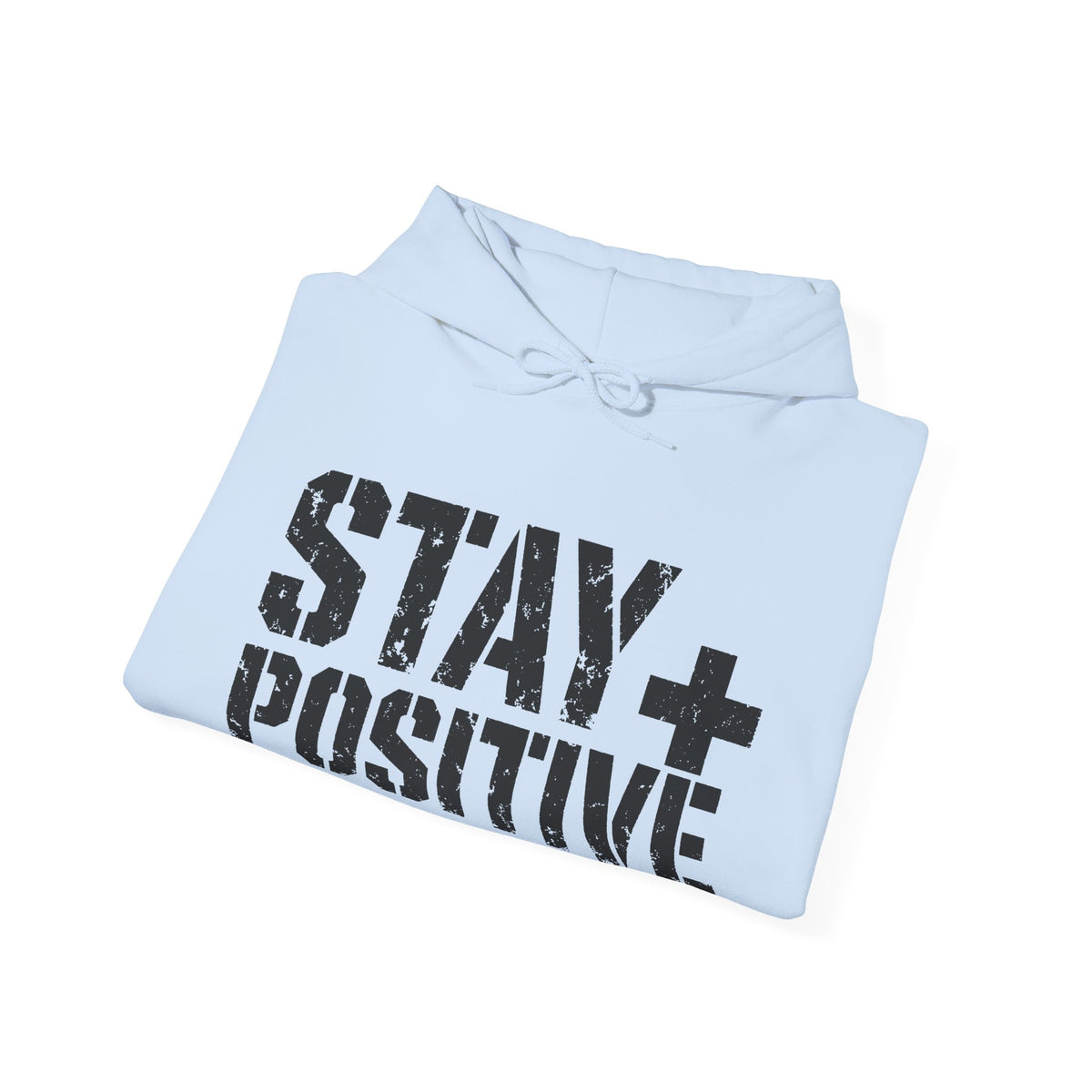 Light Blue Stay Positive Logo hoodie, detail view