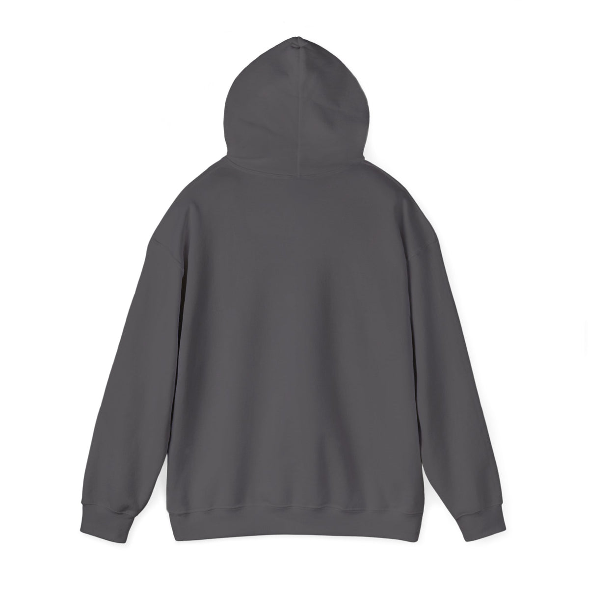Charcoal Stay Positive Logo hoodie, back view, plain back