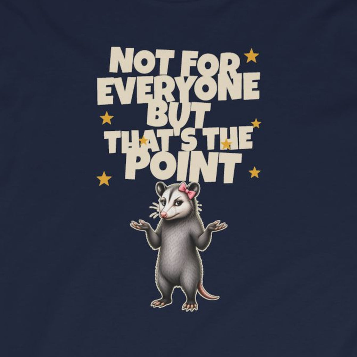 Not For Everyone But That's The Point - Carla Long Sleeve Tee – Navy – front print close-up