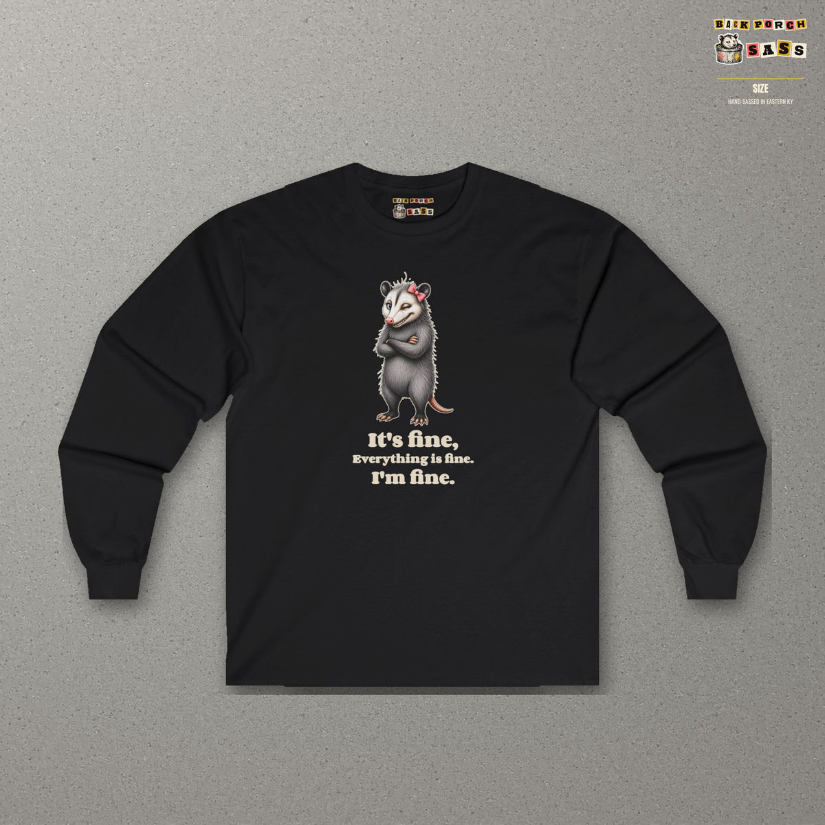 It's Fine, Everything Is Fine, I'm Fine - Carla Long Sleeve Tee – Black – front