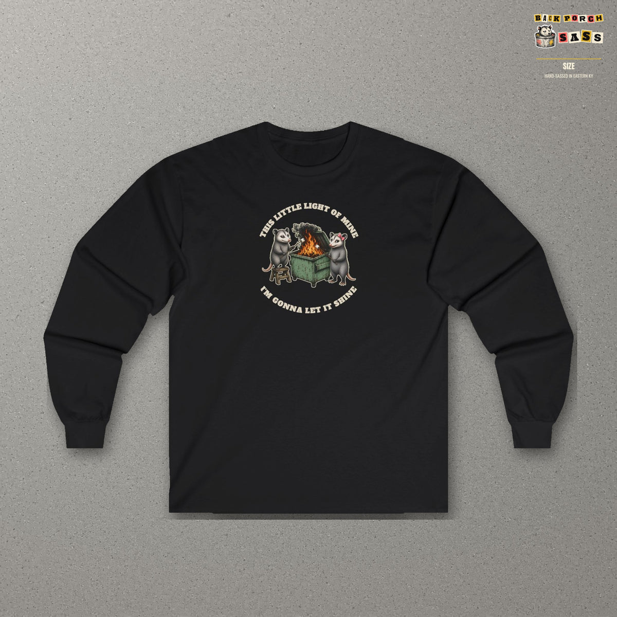 This Little Light of Mine Long Sleeve Tee – Black – front