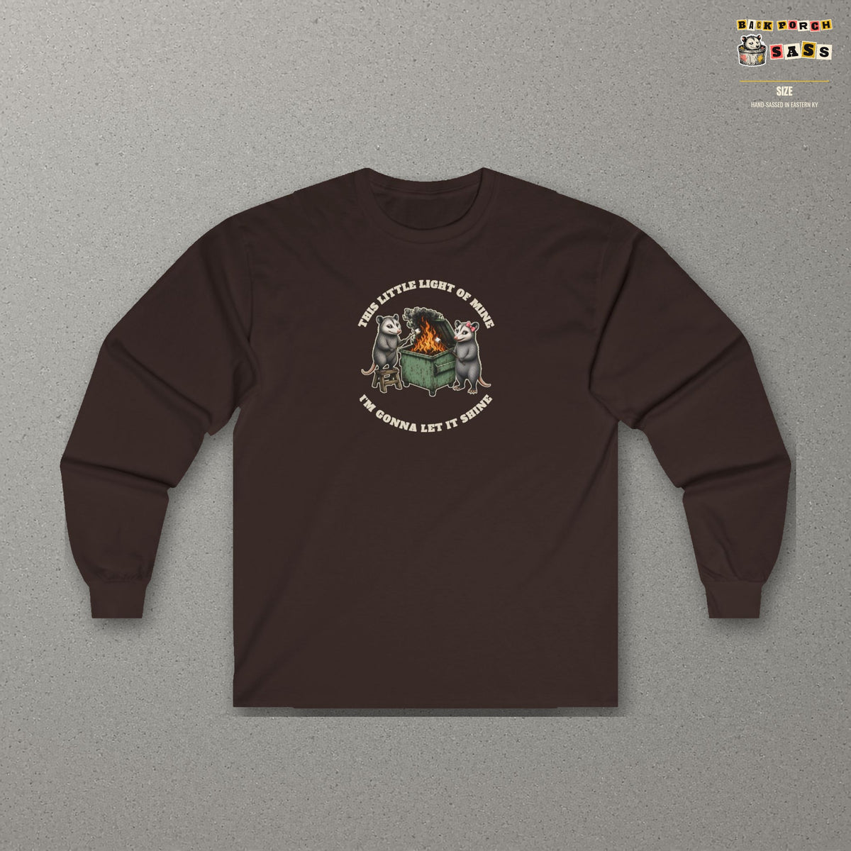 This Little Light of Mine Long Sleeve Tee – Dark Chocolate – front