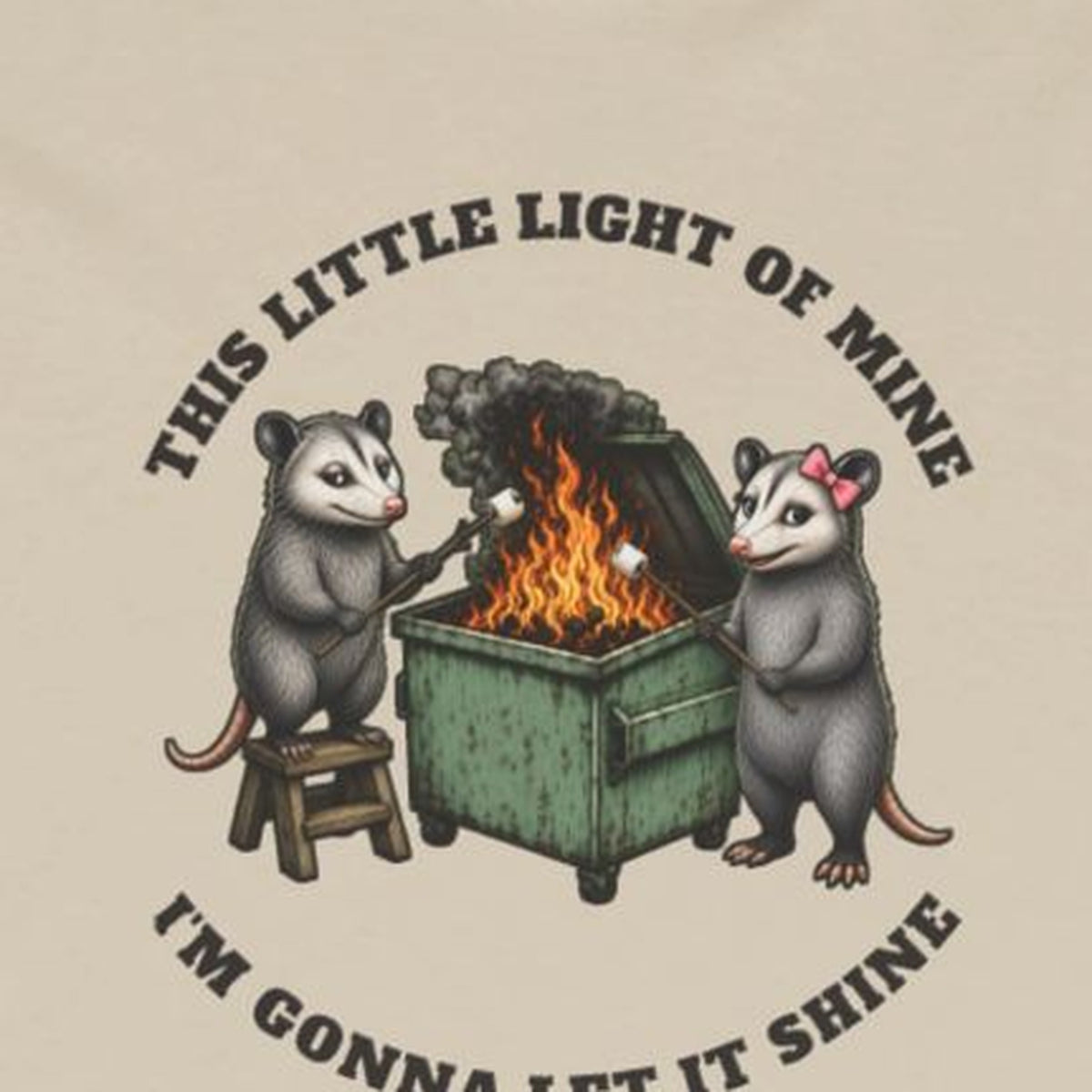 This Little Light of Mine Long Sleeve Tee – Sand – front print close-up