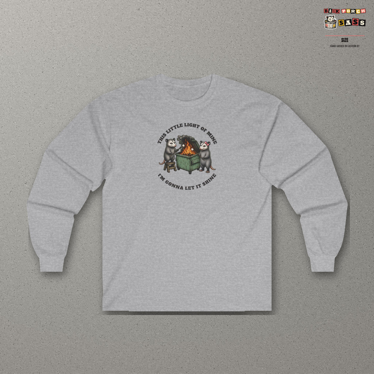 This Little Light of Mine Long Sleeve Tee – Sport Grey – front