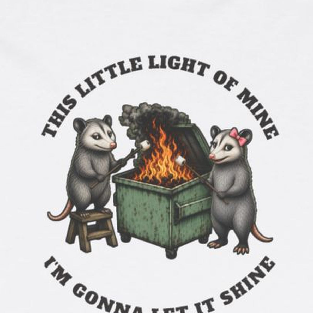 This Little Light of Mine Long Sleeve Tee – White – front print close-up
