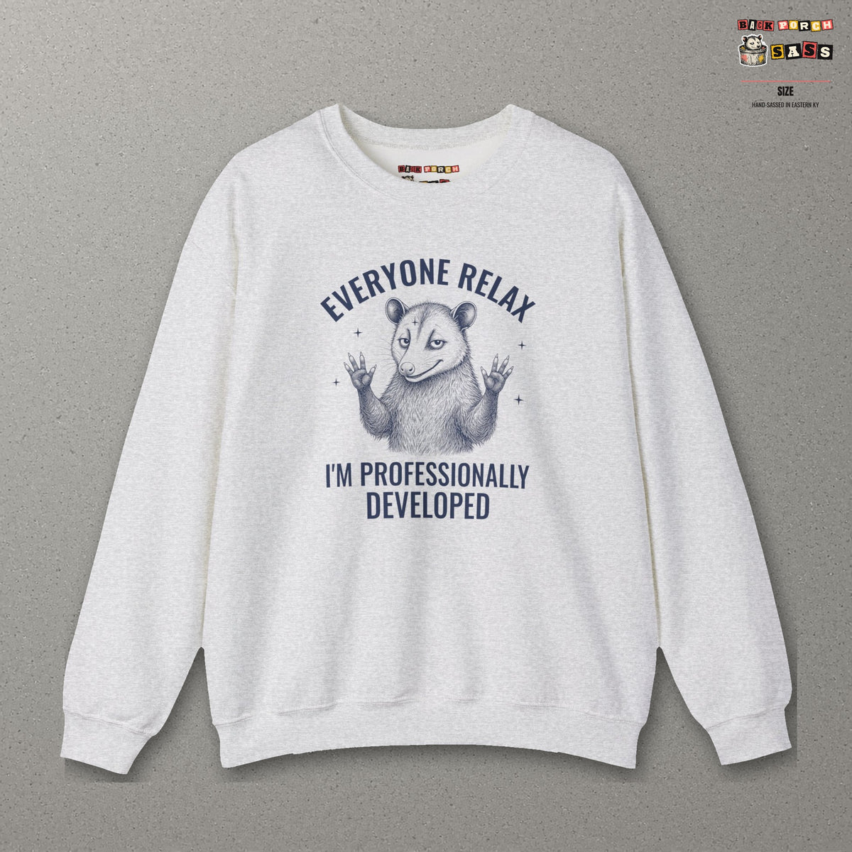Everyone Relax I'm Professionally Developed - Carl Sweatshirt – Ash – front