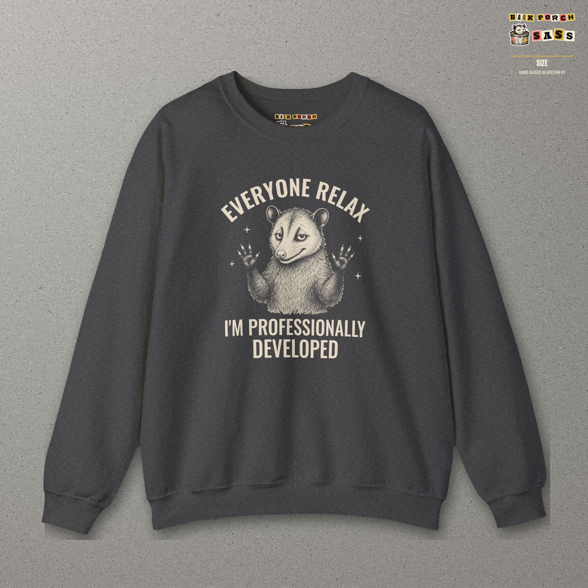 Everyone Relax I'm Professionally Developed - Carl Sweatshirt – Dark Heather – front