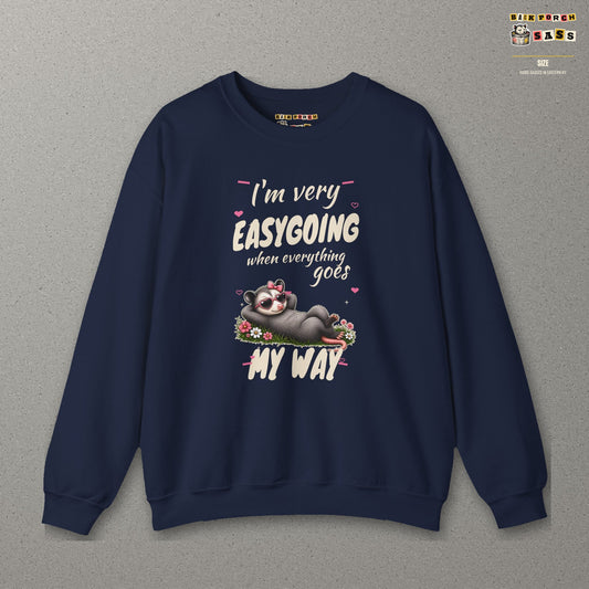 I'm Very Easygoing When Everything Goes My Way - Carla Sweatshirt – Navy – front
