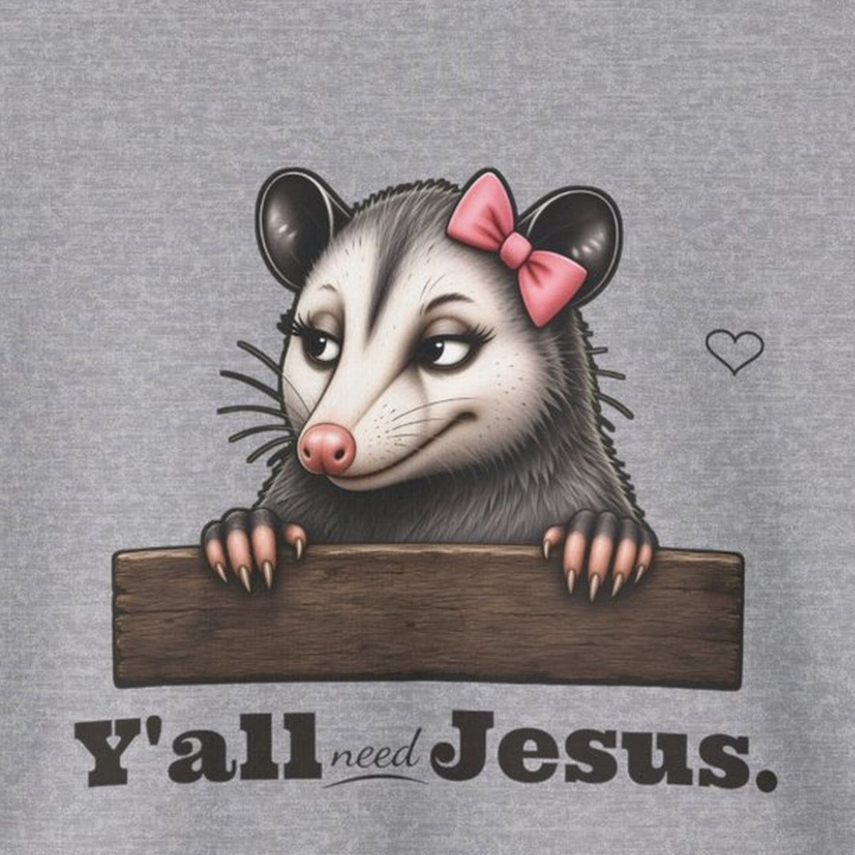 Y'all Need Jesus - Carla Sweatshirt – Sport Grey – front print close-up