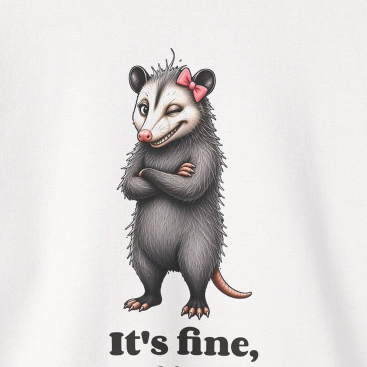 It's Fine, Everything Is Fine, I'm Fine - Carla Sweatshirt – White – front print close-up