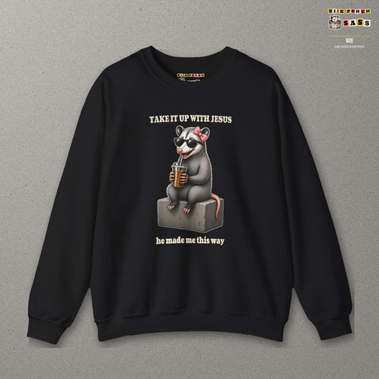Take It Up With Jesus - Carla Sweatshirt – Black – front