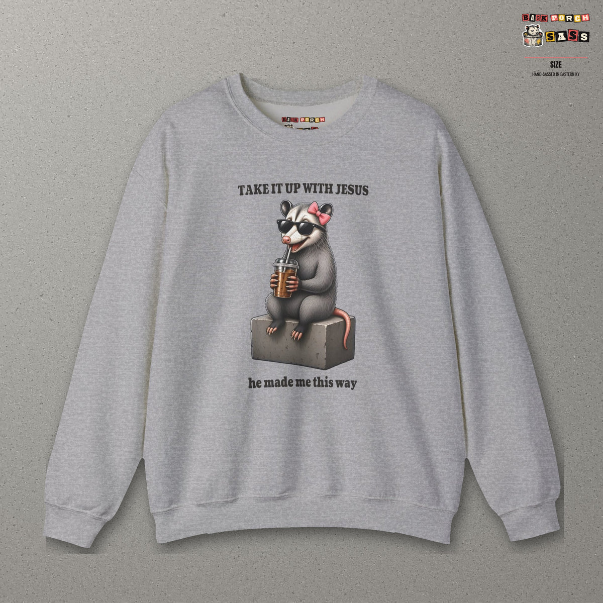Take It Up With Jesus - Carla Sweatshirt – Sport Grey – front