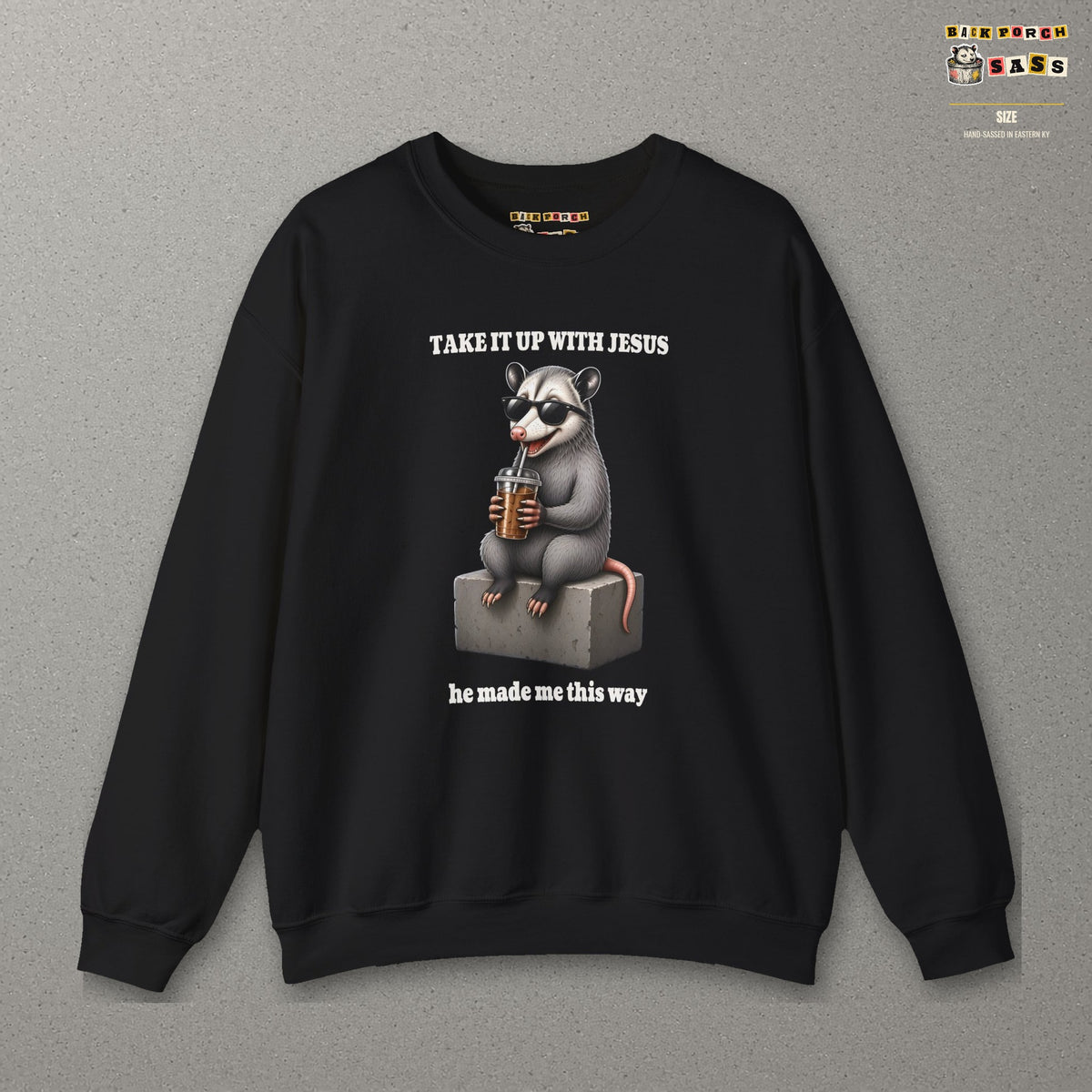 Take It Up With Jesus Sweatshirt – Black – front