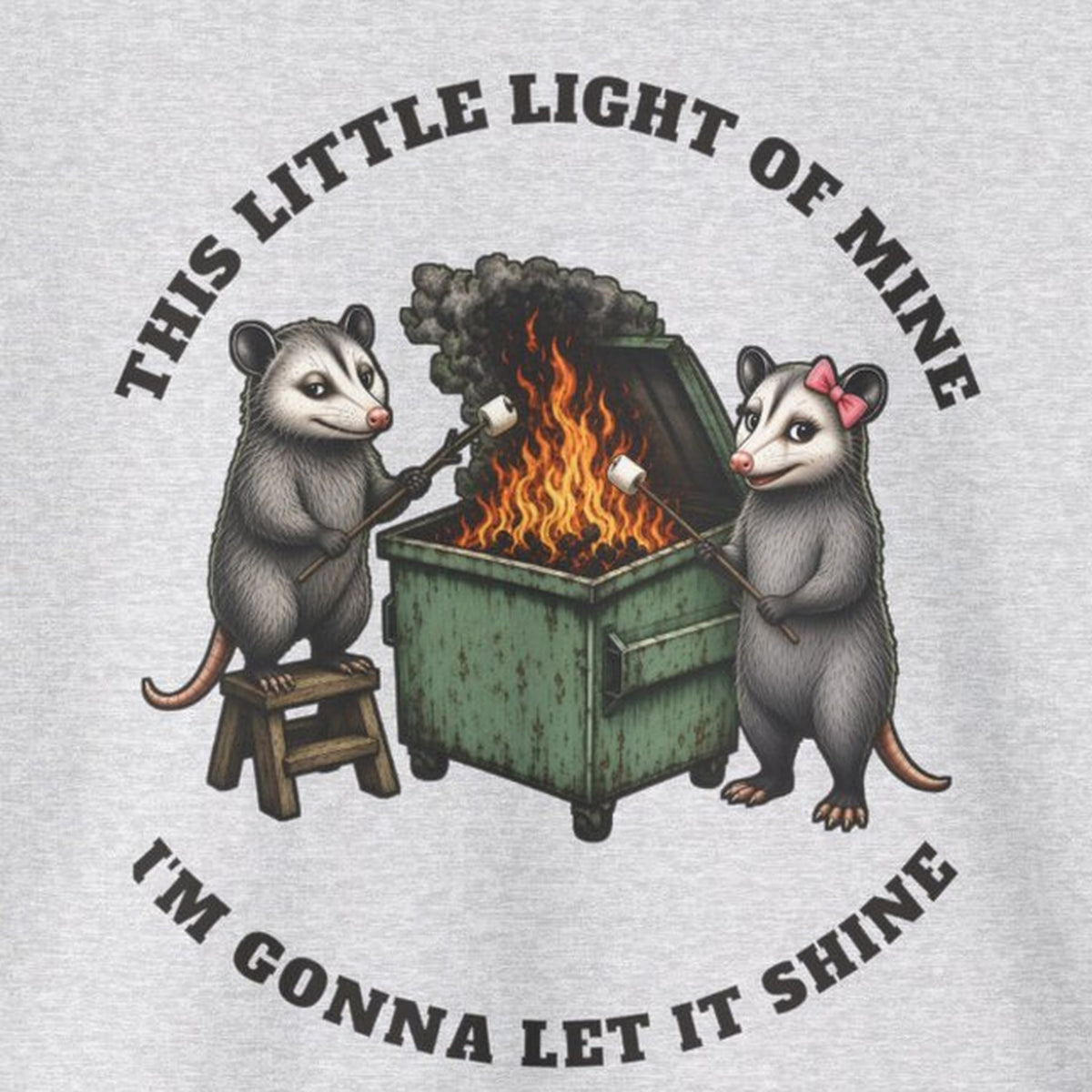 This Little Light of Mine Sweatshirt – Ash – front print close-up