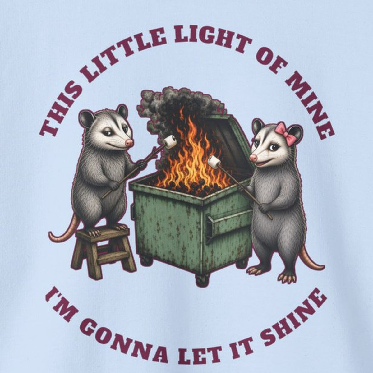 This Little Light of Mine Sweatshirt – Light Blue – front print close-up