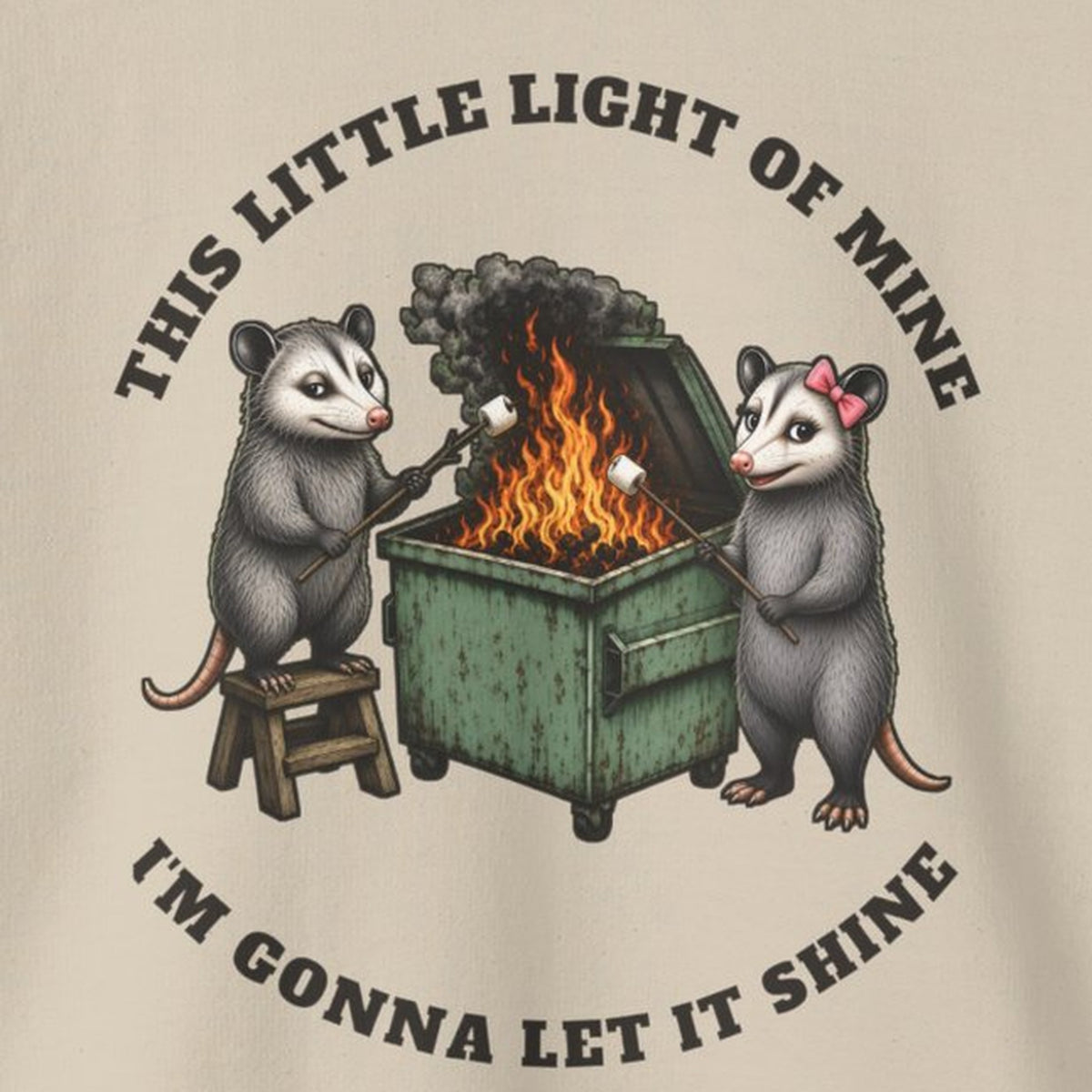 This Little Light of Mine Sweatshirt – Sand – front print close-up