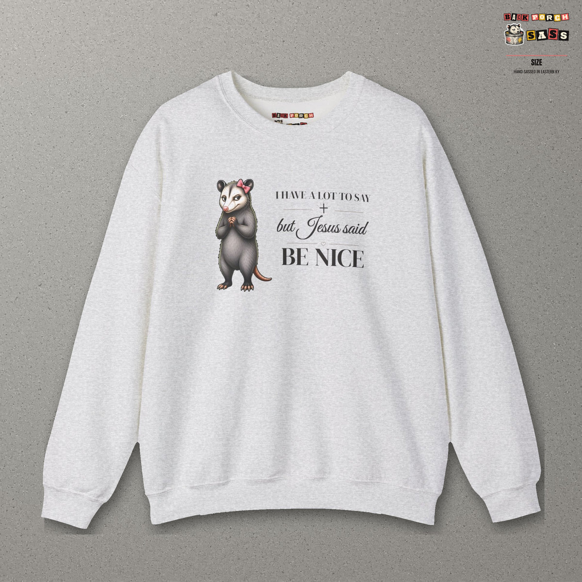 Be Nice Sweatshirt – Ash – front