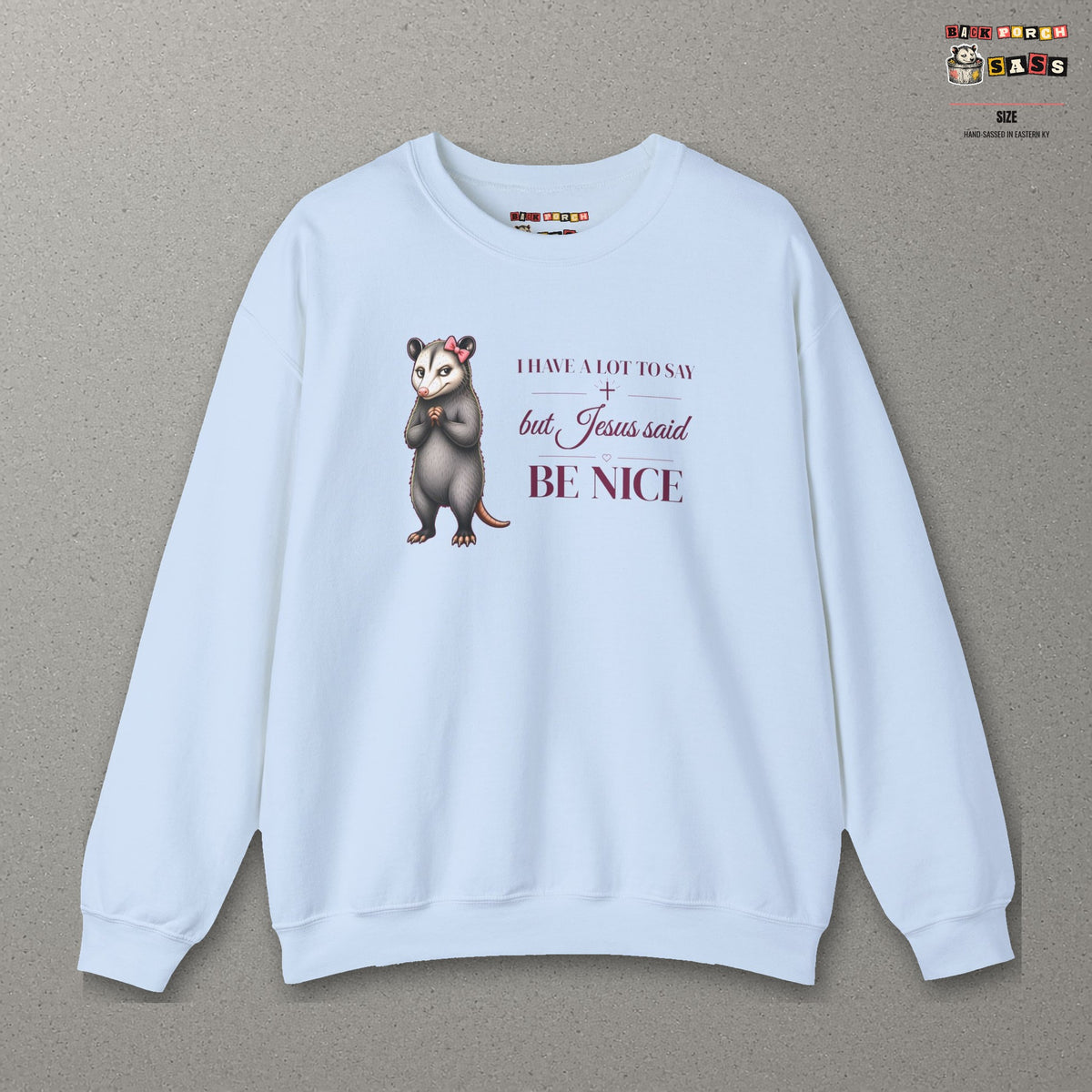 Be Nice Sweatshirt – Light Blue – front