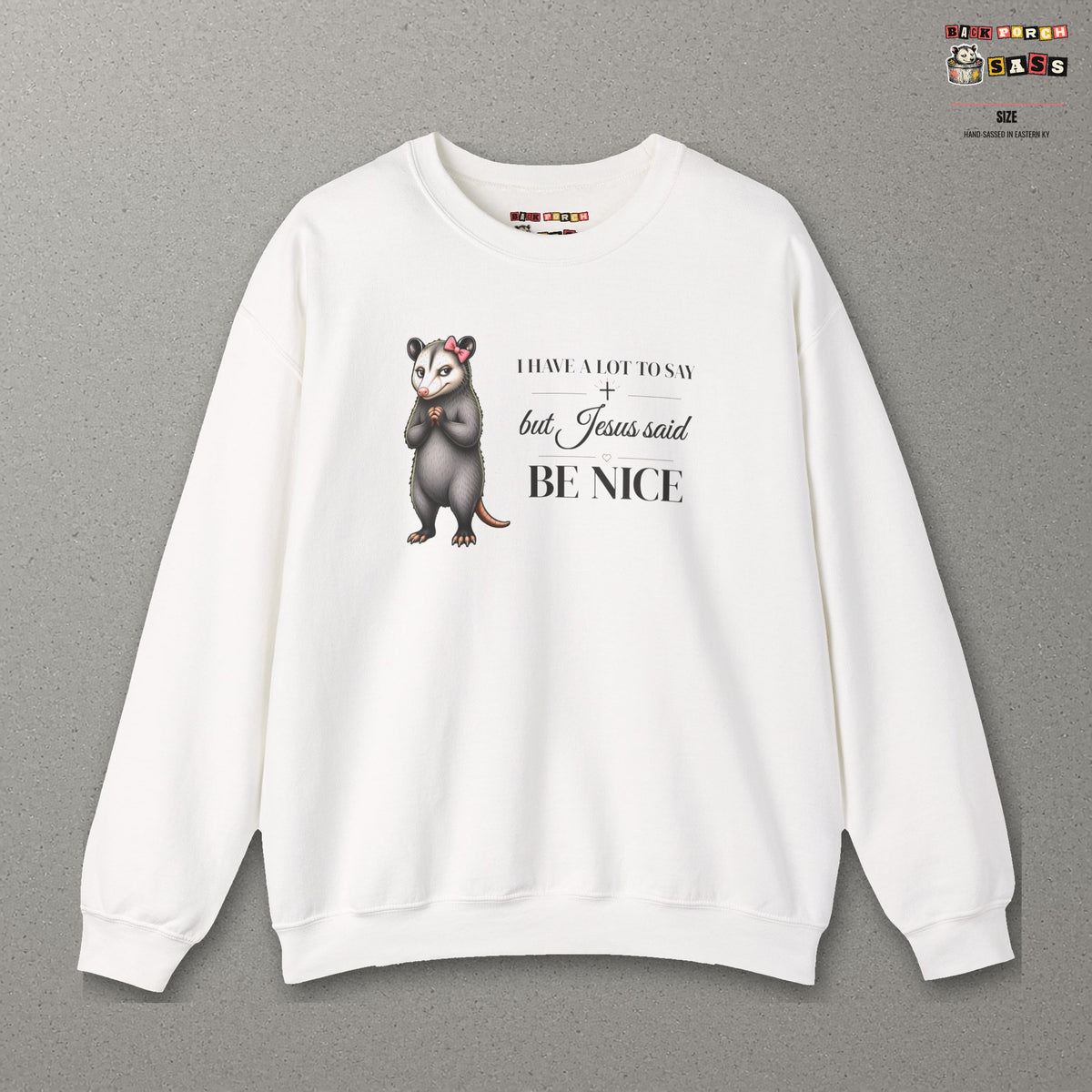 Be Nice Sweatshirt – White – front