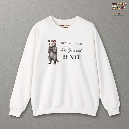 Be Nice Sweatshirt – White – front