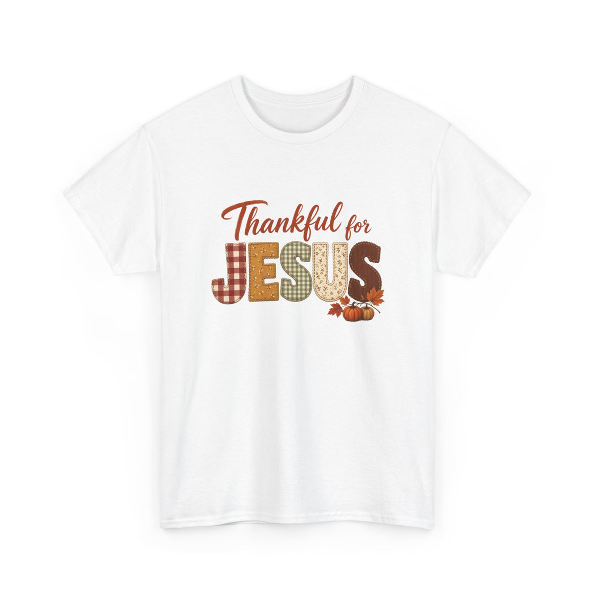 Thankful for Jesus Patchwork Quilt Thanksgiving Tee
