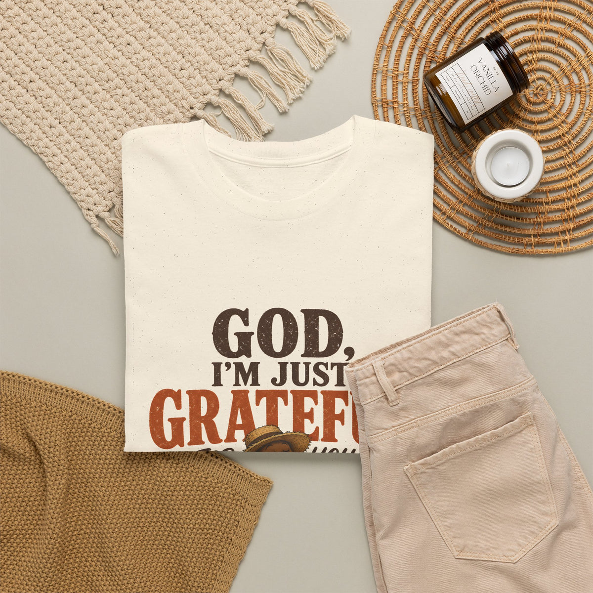 God I'm Just Grateful for You Rocking Chair Turkey Thanksgiving Tee