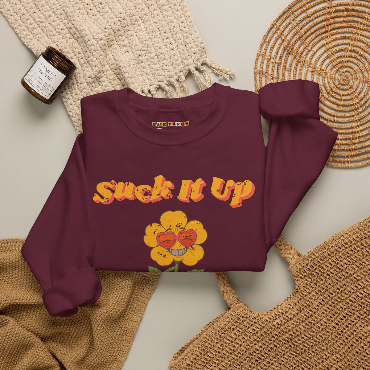 Suck It Up Buttercup Retro Groovy Sweatshirt – Back Porch Sass