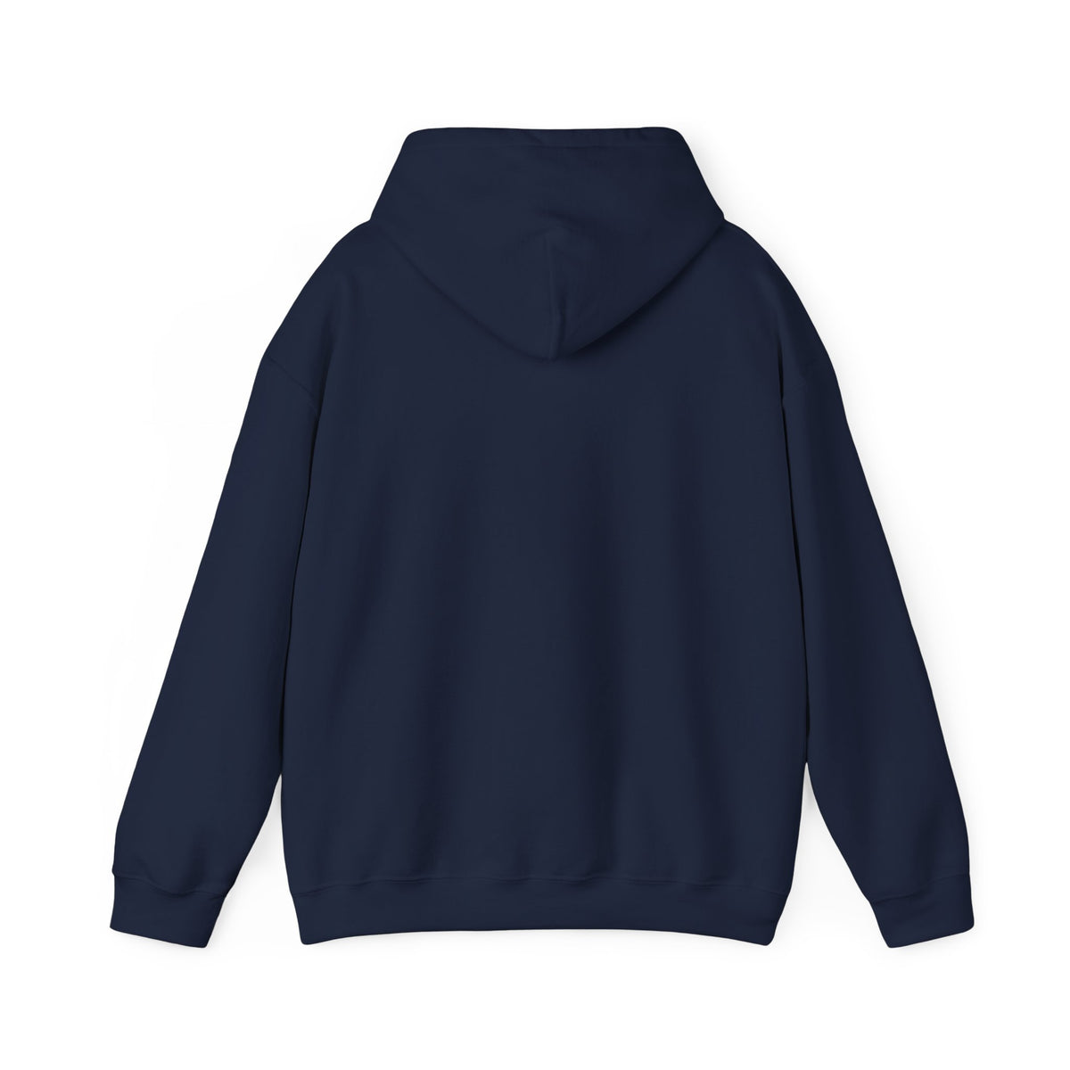 Navy Stay Positive Logo hoodie, back view, plain back