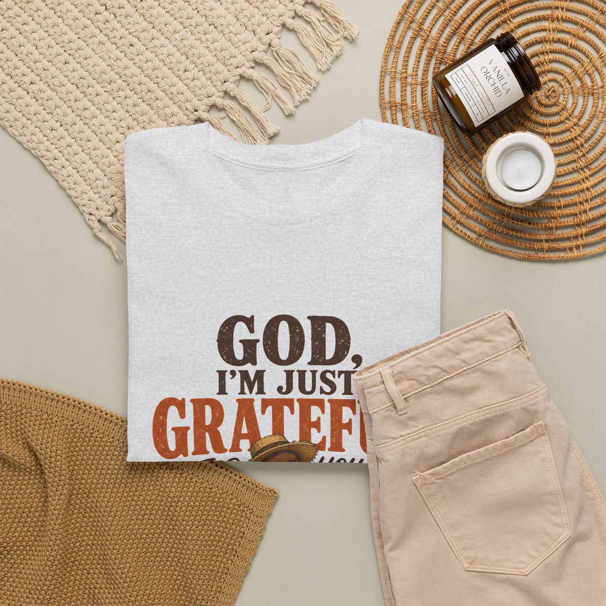 God I'm Just Grateful for You Rocking Chair Turkey Thanksgiving Tee