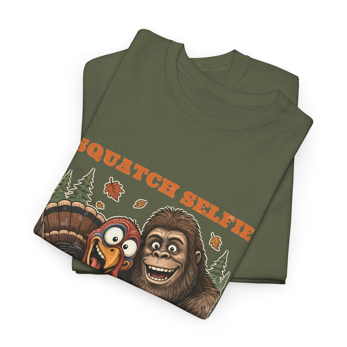 Squatch Selfie Bigfoot Turkey Thanksgiving Tee