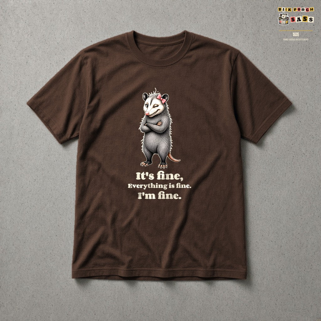 It's Fine, Everything Is Fine, I'm Fine - Carla Tee in Dark Chocolate – Back Porch Sass by The Hillbillies