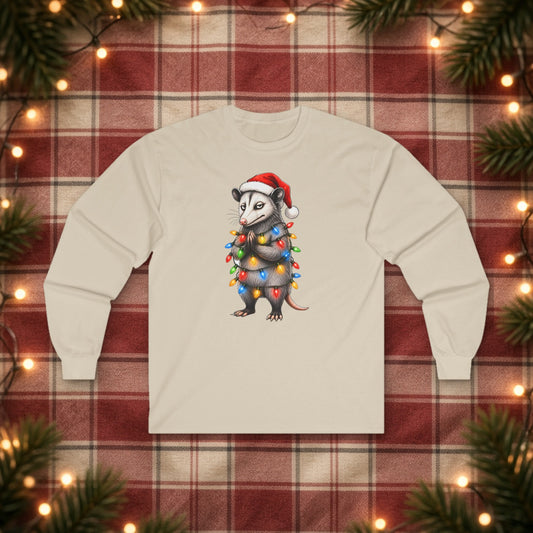 Carl Christmas Lights Christmas Long Sleeve Tee – Sand – front