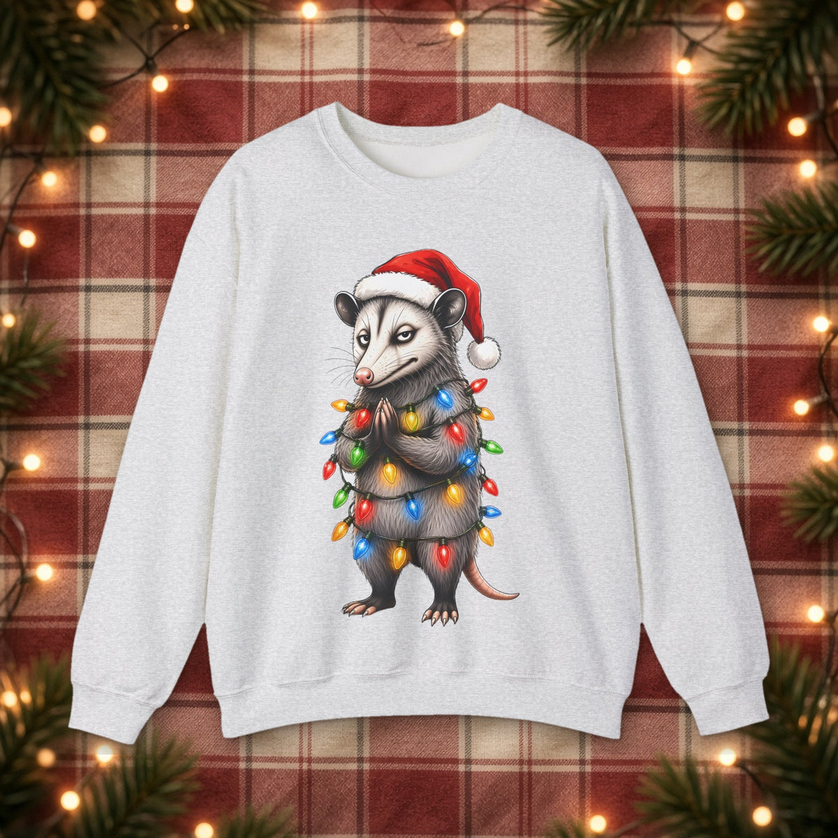 Carl Christmas Lights Christmas Sweatshirt – Ash – front