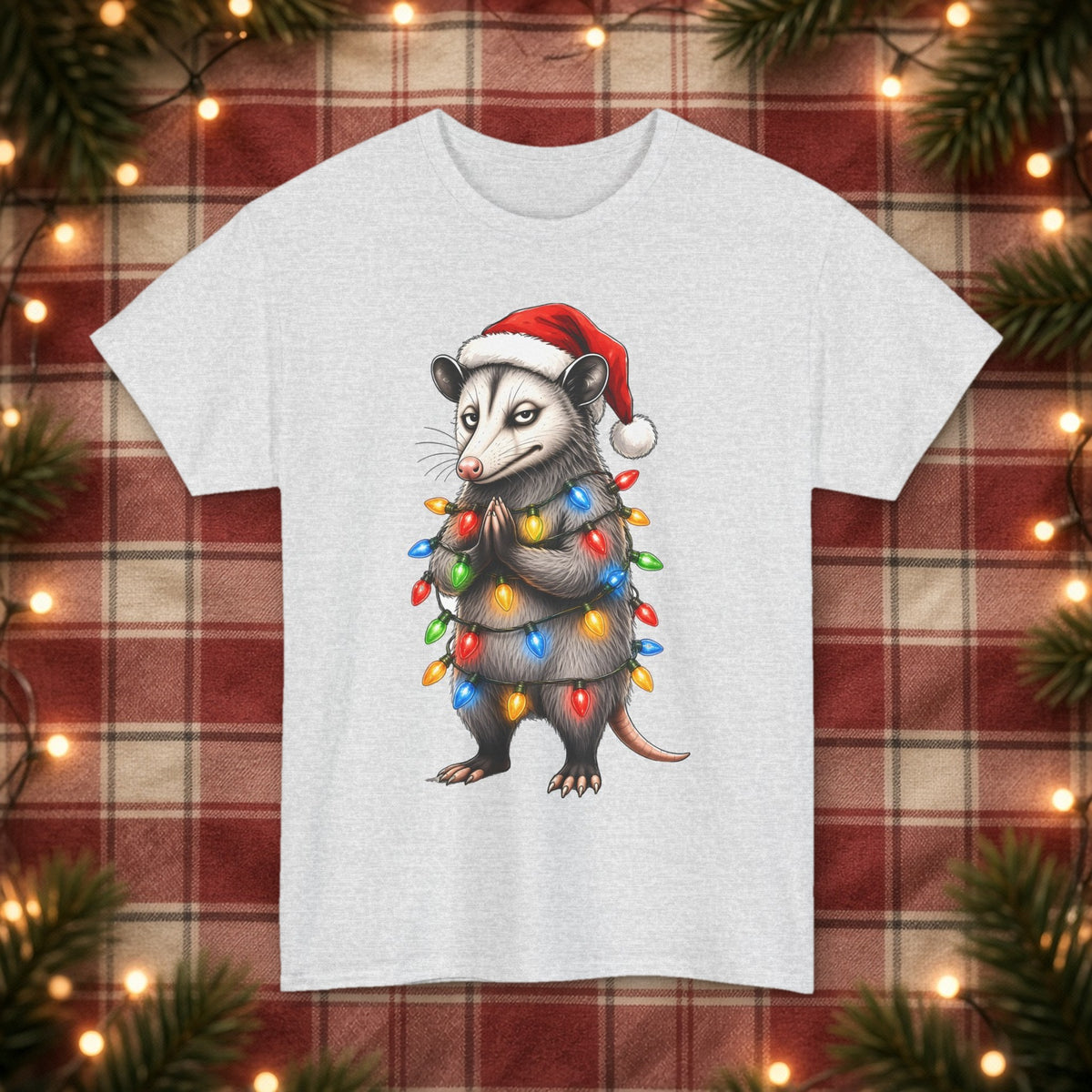 Carl Christmas Lights Christmas Tee – Ash – front